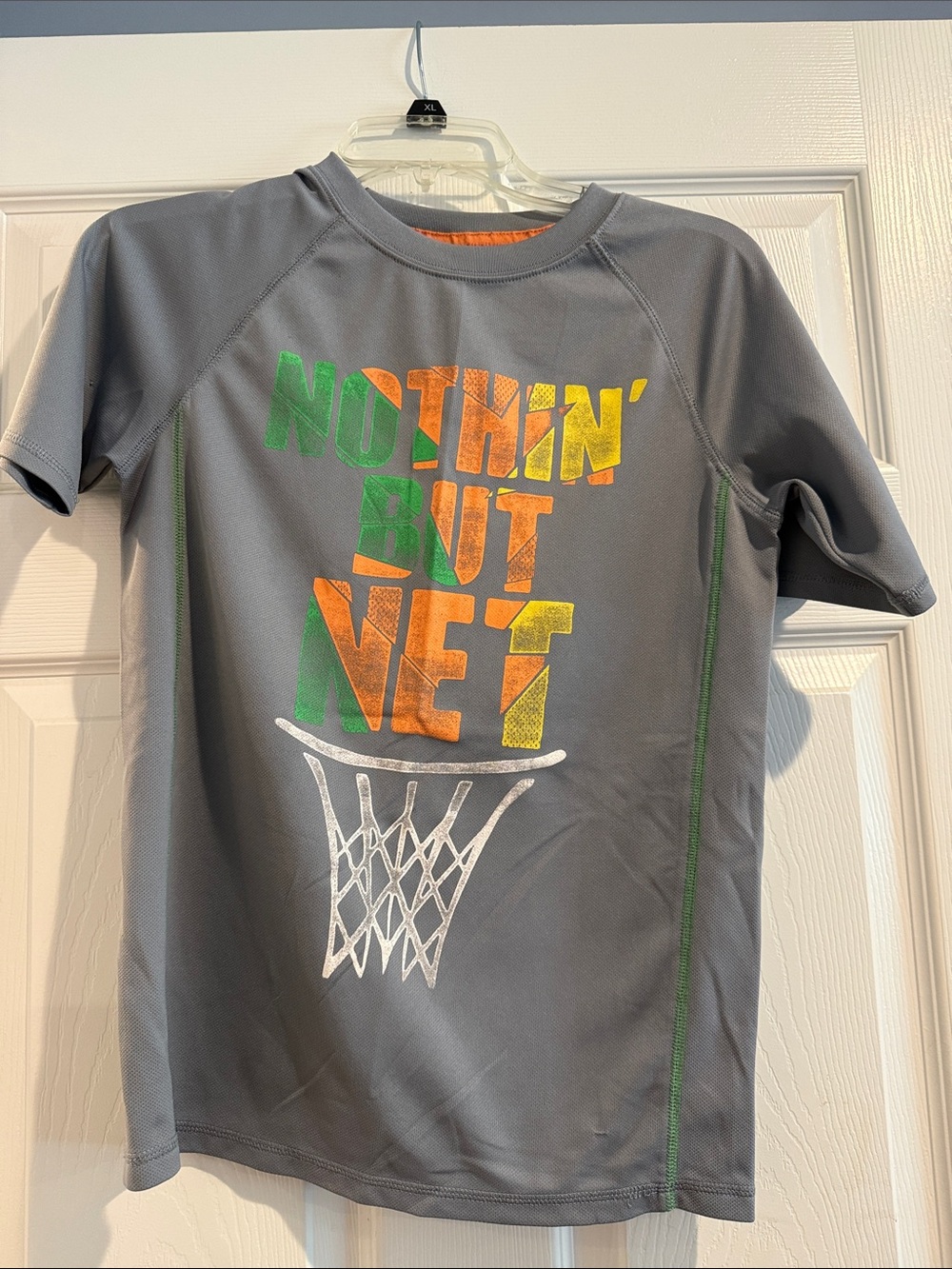 Cat & Jack Gray Short Sleeve Tee with Neon Green & Orange Graphic